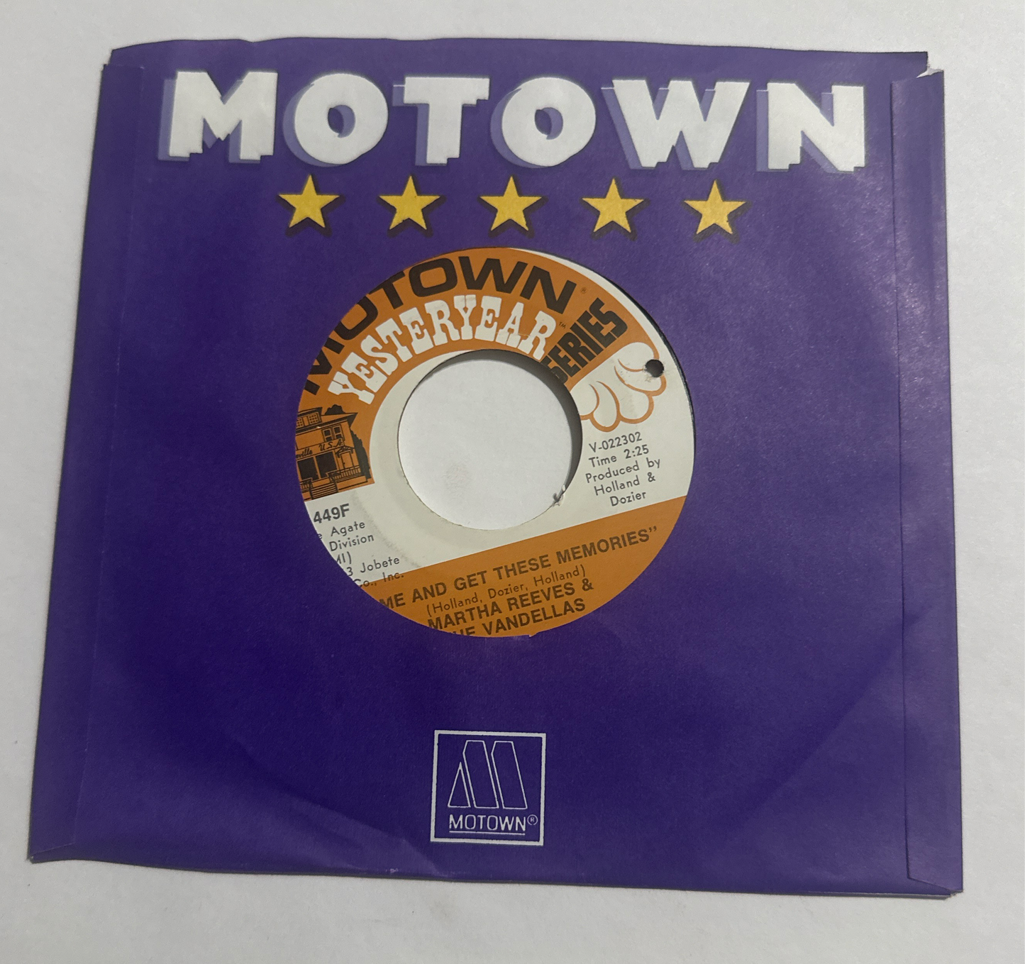 Martha Reeves & The Vandellas – Love Is Like A Heat Wave / Come And Get These Memories 7" Vinyl Y 449F VG+