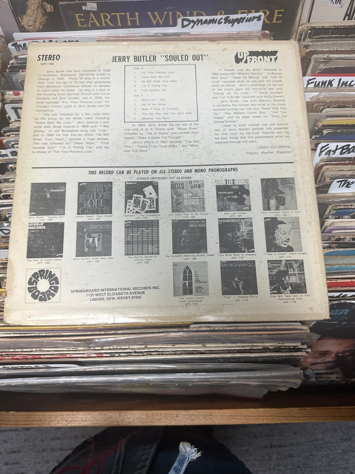 Jerry Butler – Souled Out Vinyl Lp UPF-100 VG+/VG