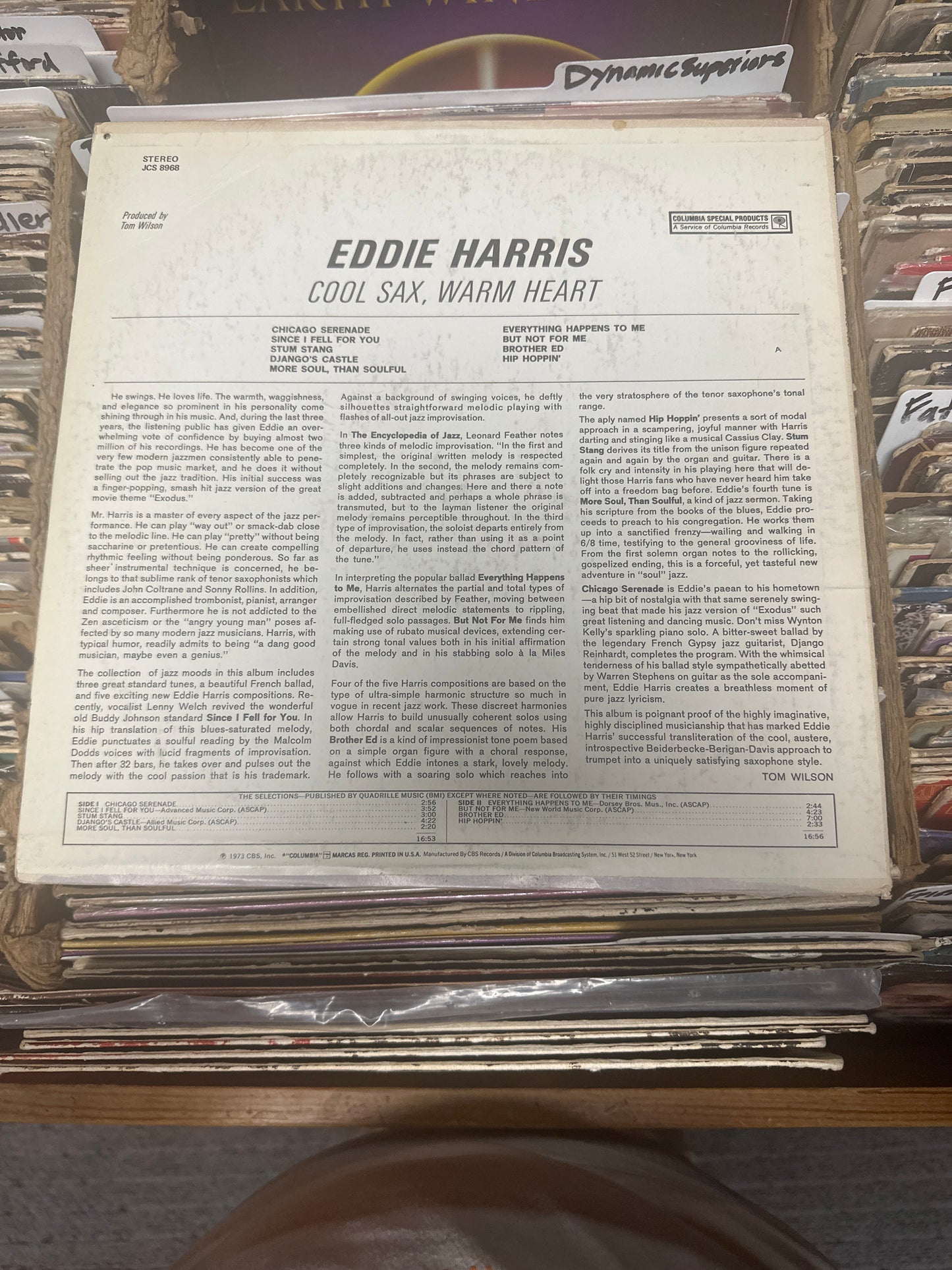 Eddie Harris – Cool Sax, Warm Heart Vinyl LP JCS 8968 VG+/VG+
