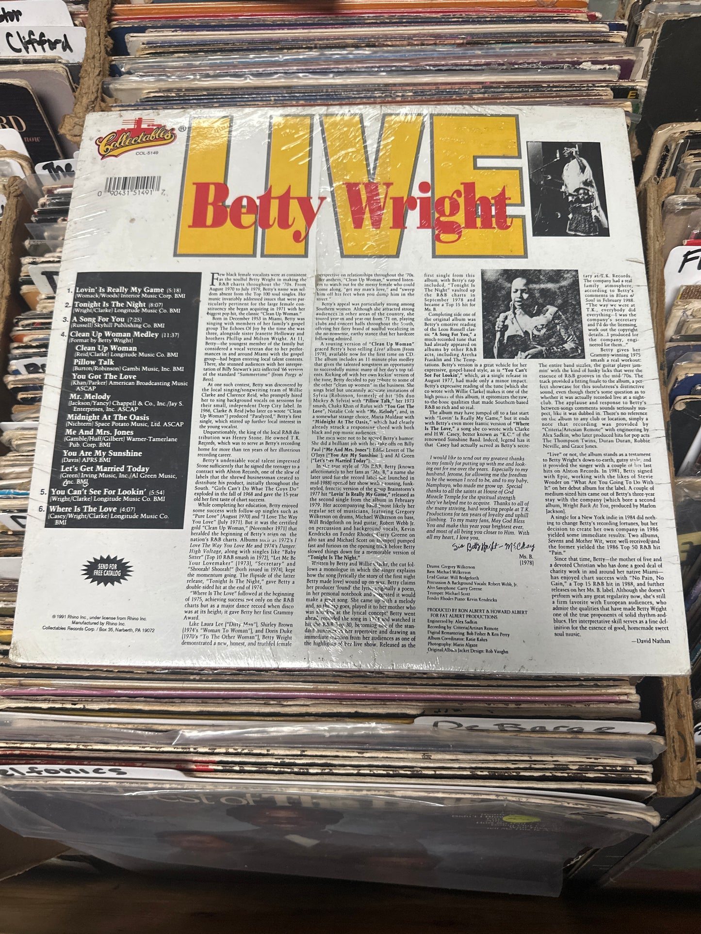 Betty Wright – Betty Wright Live Vinyl Lp COL-5149