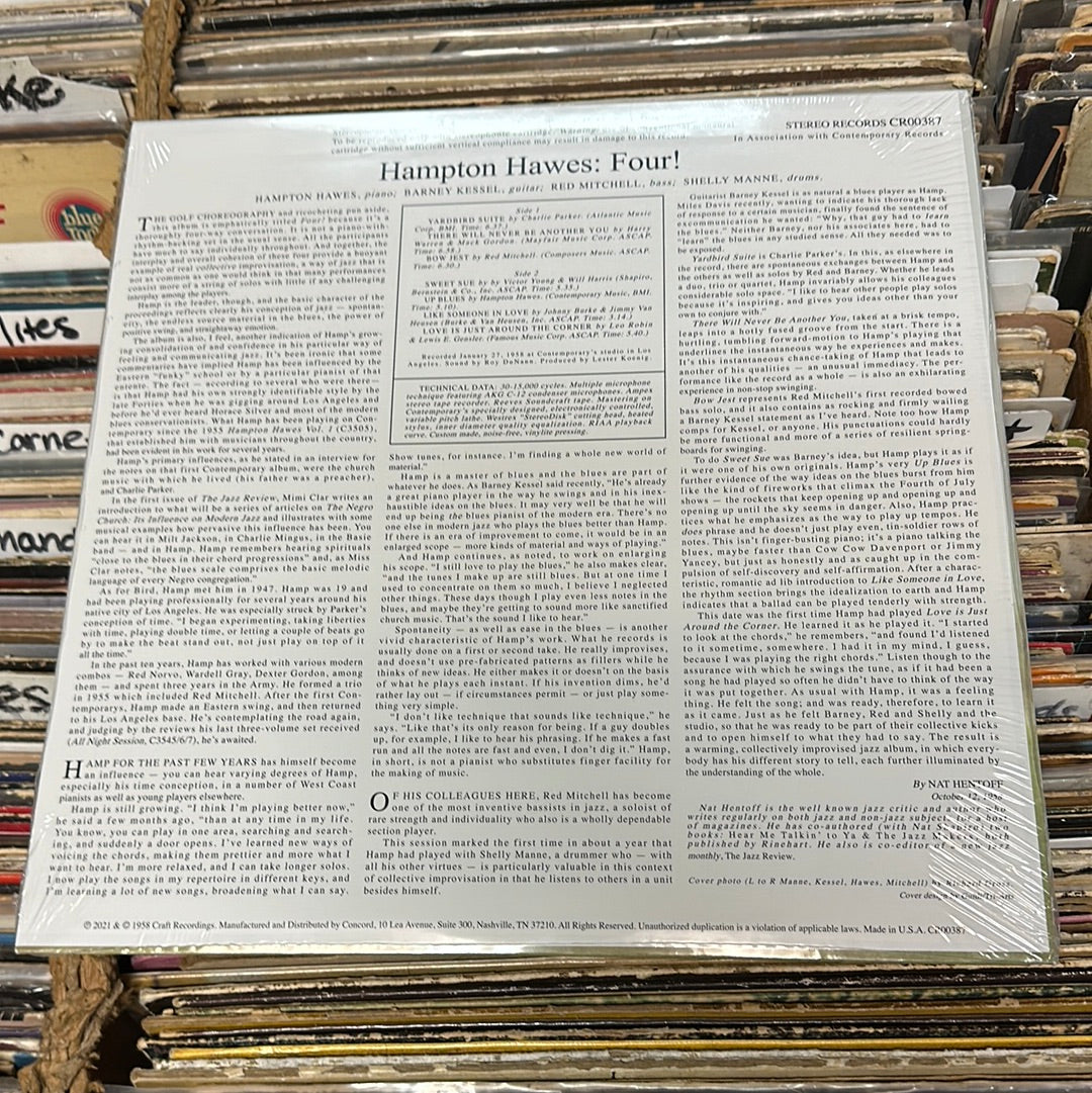 Hampton Hawes !!!! With Barney Kessel, Shelly Manne & Red Mitchell – Four! CR00387 180g Vinyl Lp Reissue