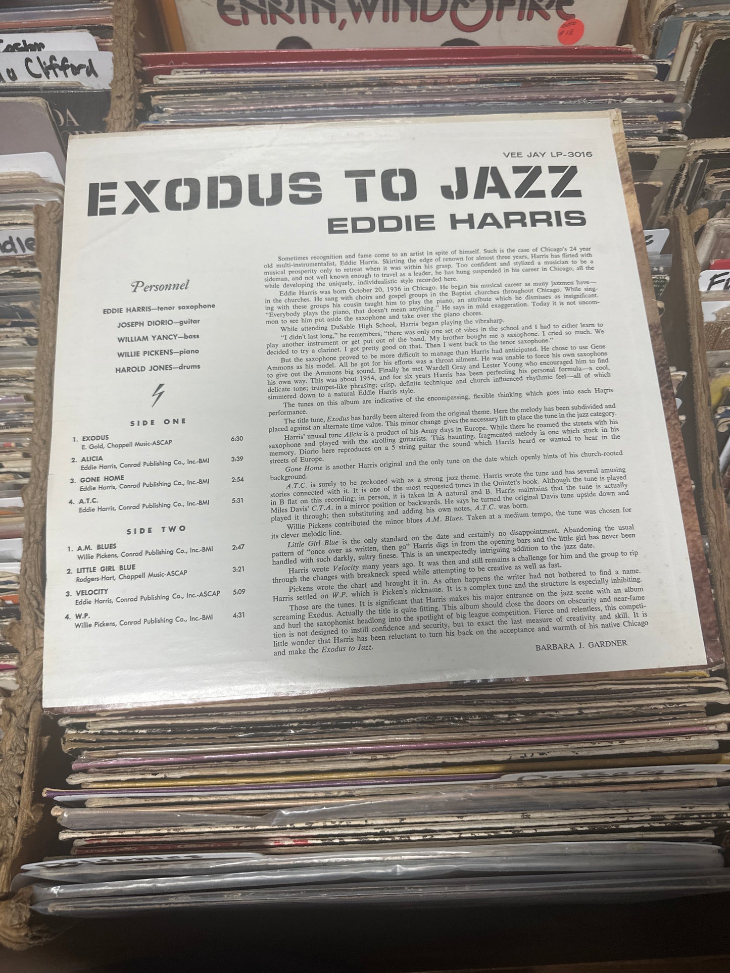 Eddie Harris – Exodus To Jazz Vinyl LP VJS 3016 VG+/VG+