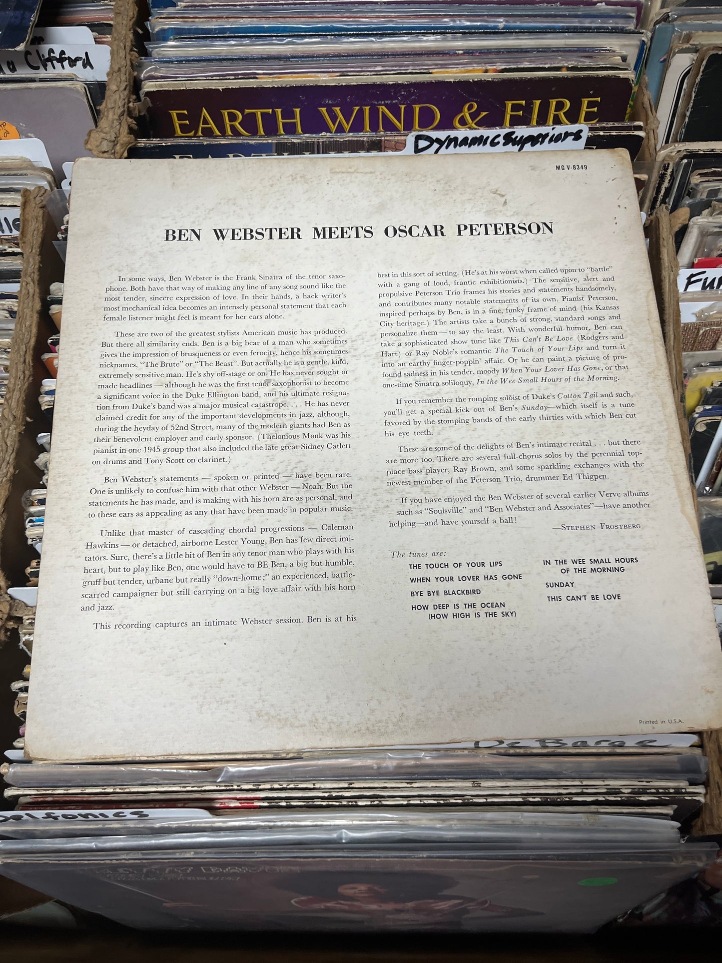 Ben Webster Meets Oscar Peterson – Ben Webster Meets Oscar Peterson MG V-8349 G+/VG-
