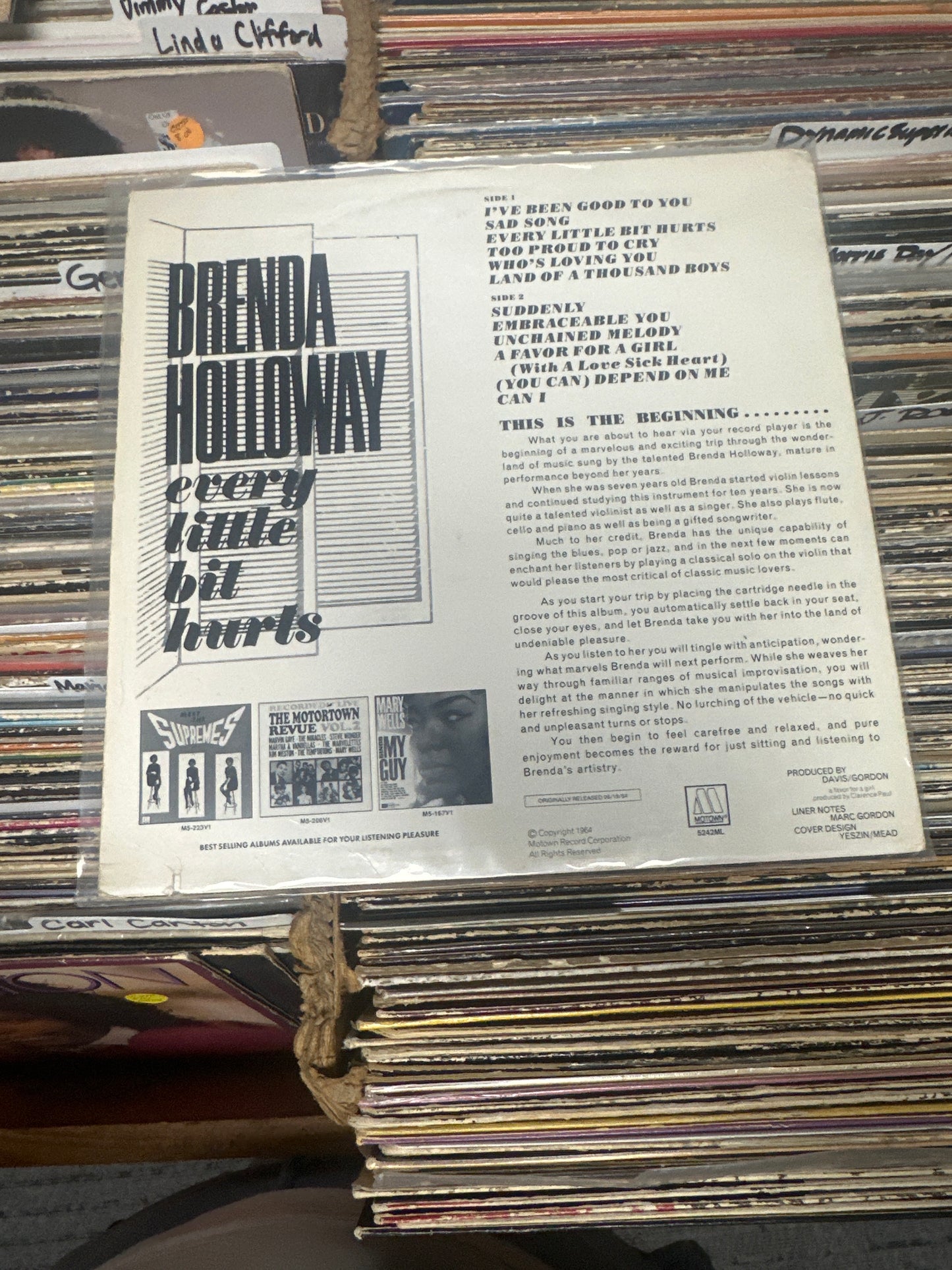 Brenda Holloway – Every Little Bit Hurts Vinyl LP 5242ML VG+/VG+