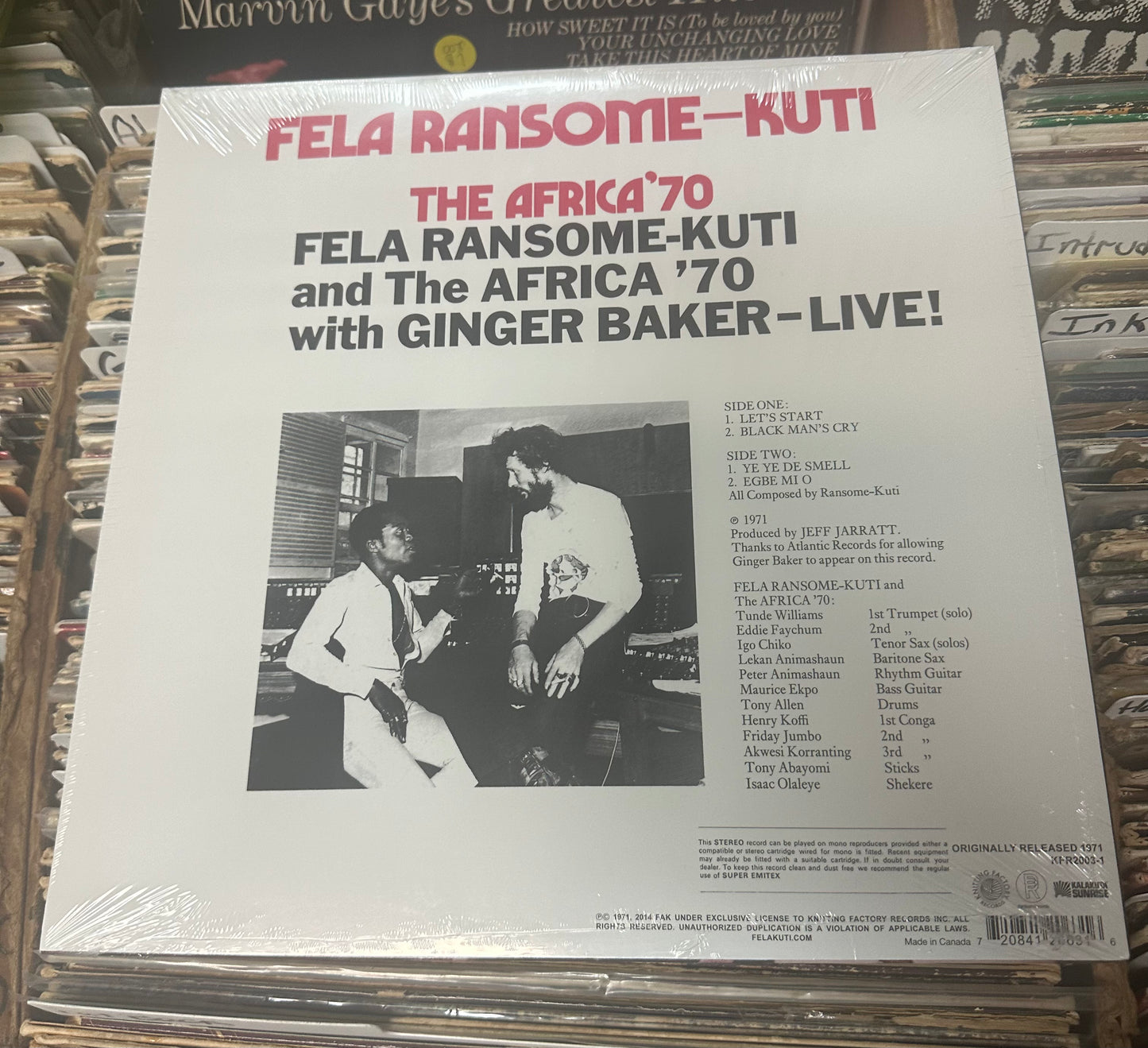 Fela Ransome-Kuti, Africa 70, Ginger Baker – Live! Vinyl LP