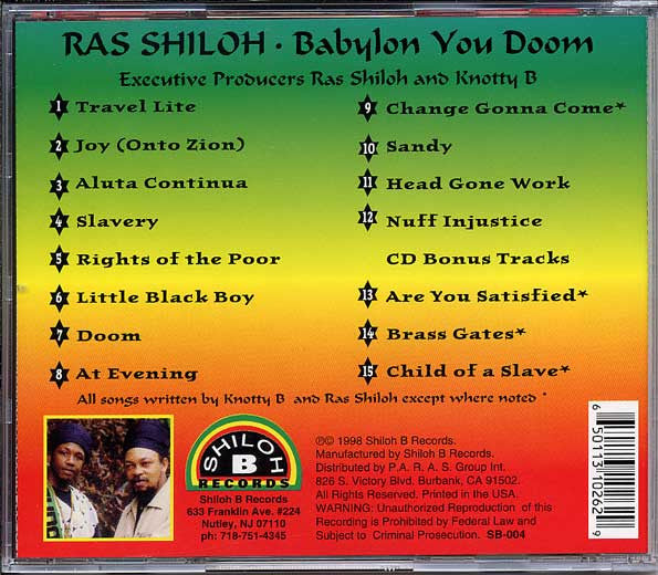 Ras Shiloh – Babylon You Doom, CD VG+/VG+