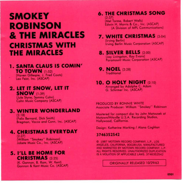 Smokey Robinson & The Miracles* – Christmas With The Miracles CD