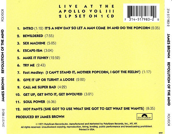 James Brown – Revolution Of The Mind CD