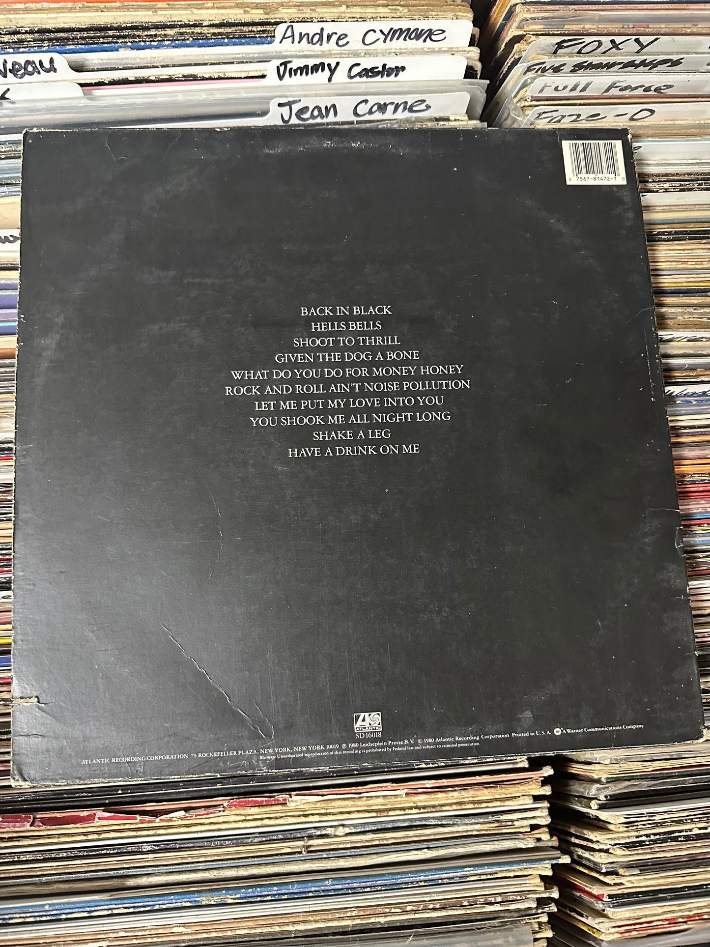 AC/DC ‎– Back In Black  Vinyl, LP, Reissue, SP Excellent/VG