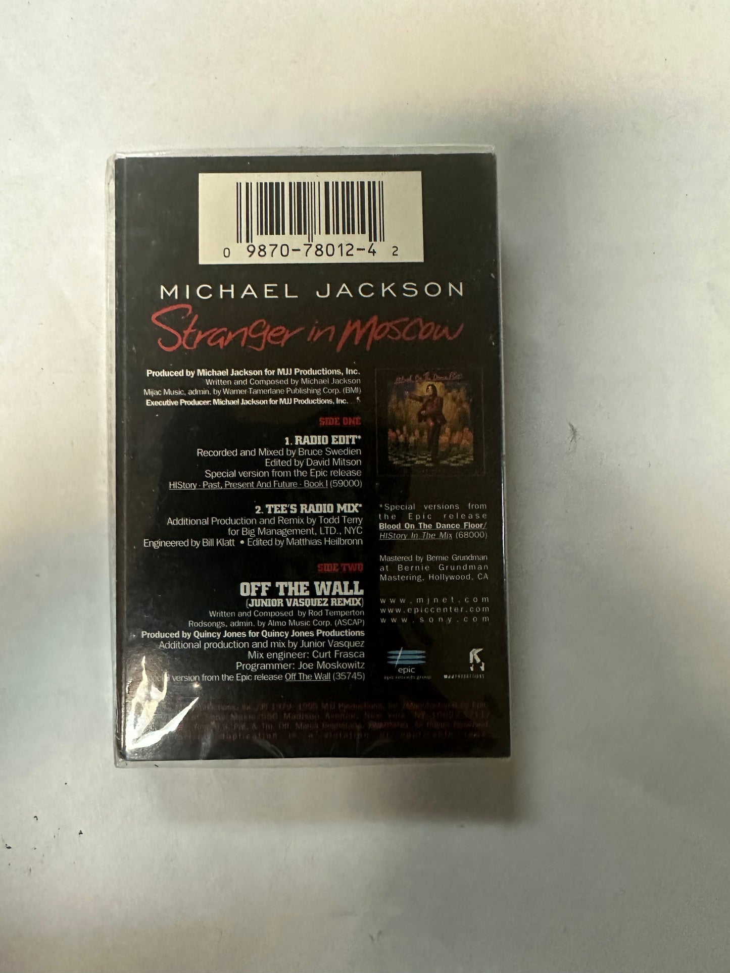 Michael Jackson ‎– Stranger In Moscow  Cassette Single