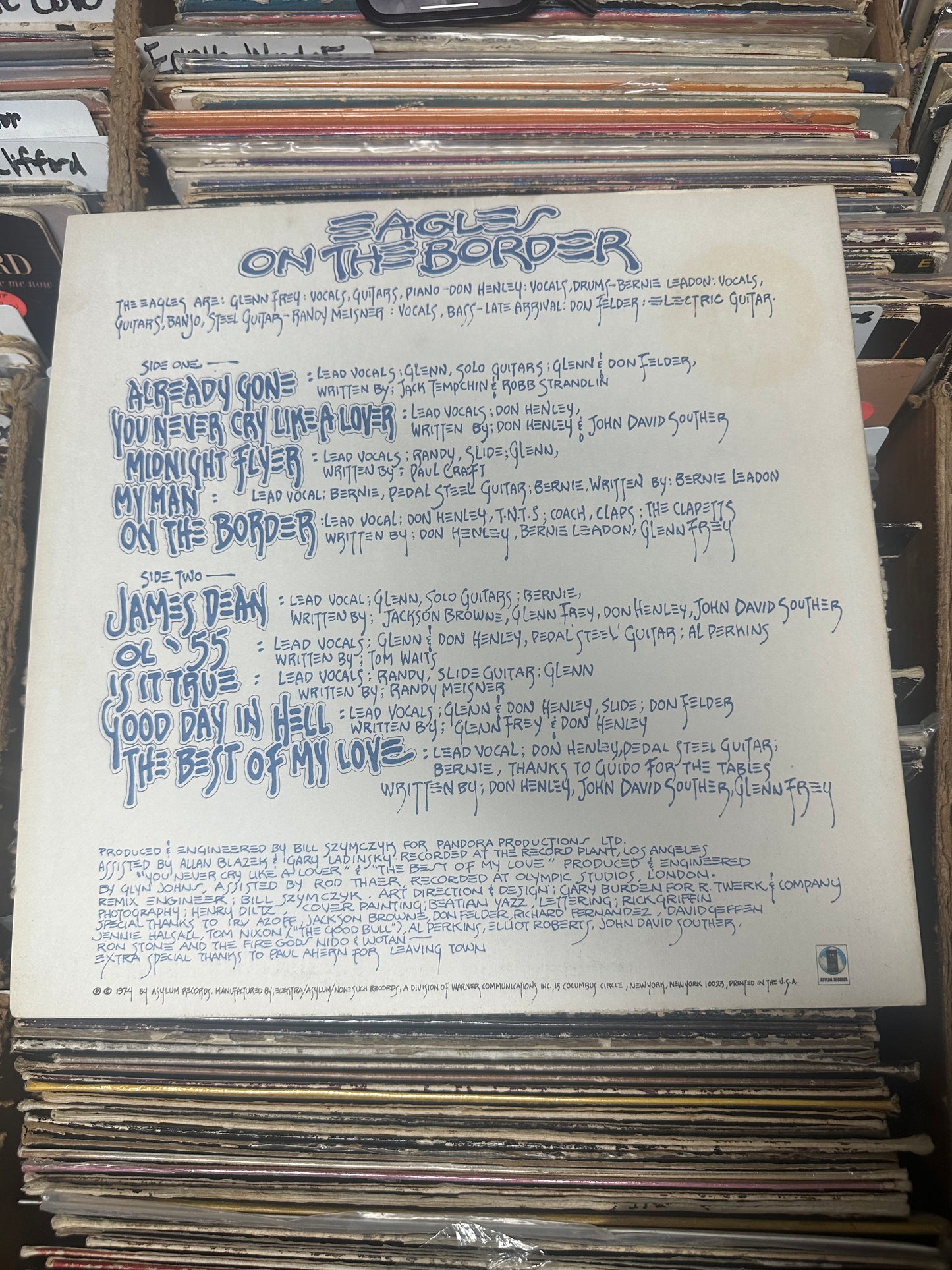 Eagles ‎– On The Border 7E-1004 Vinyl LP VG+/VG