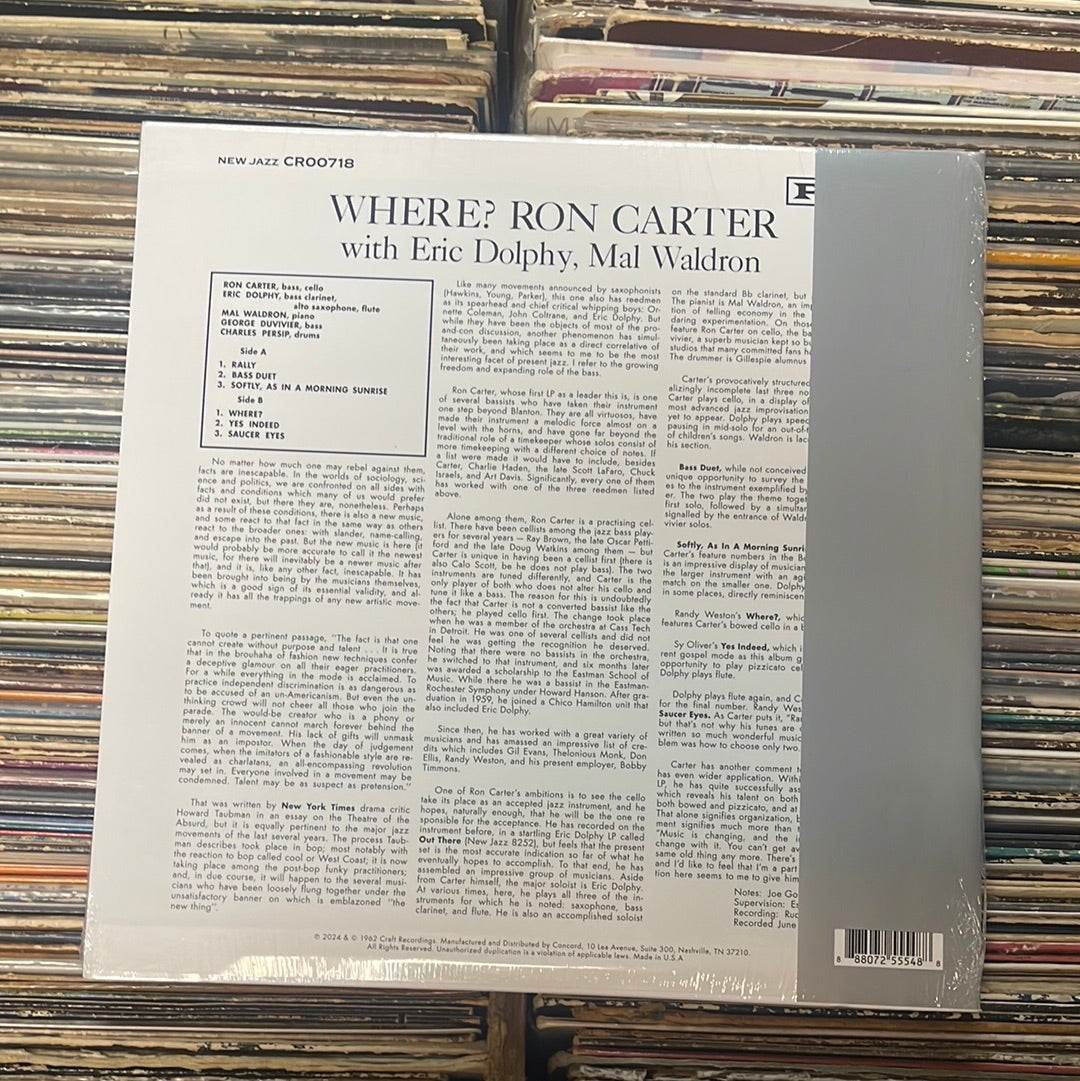 Ron Carter With Eric Dolphy, Mal Waldron ‎– Where? 180g Vinyl LP Reissue