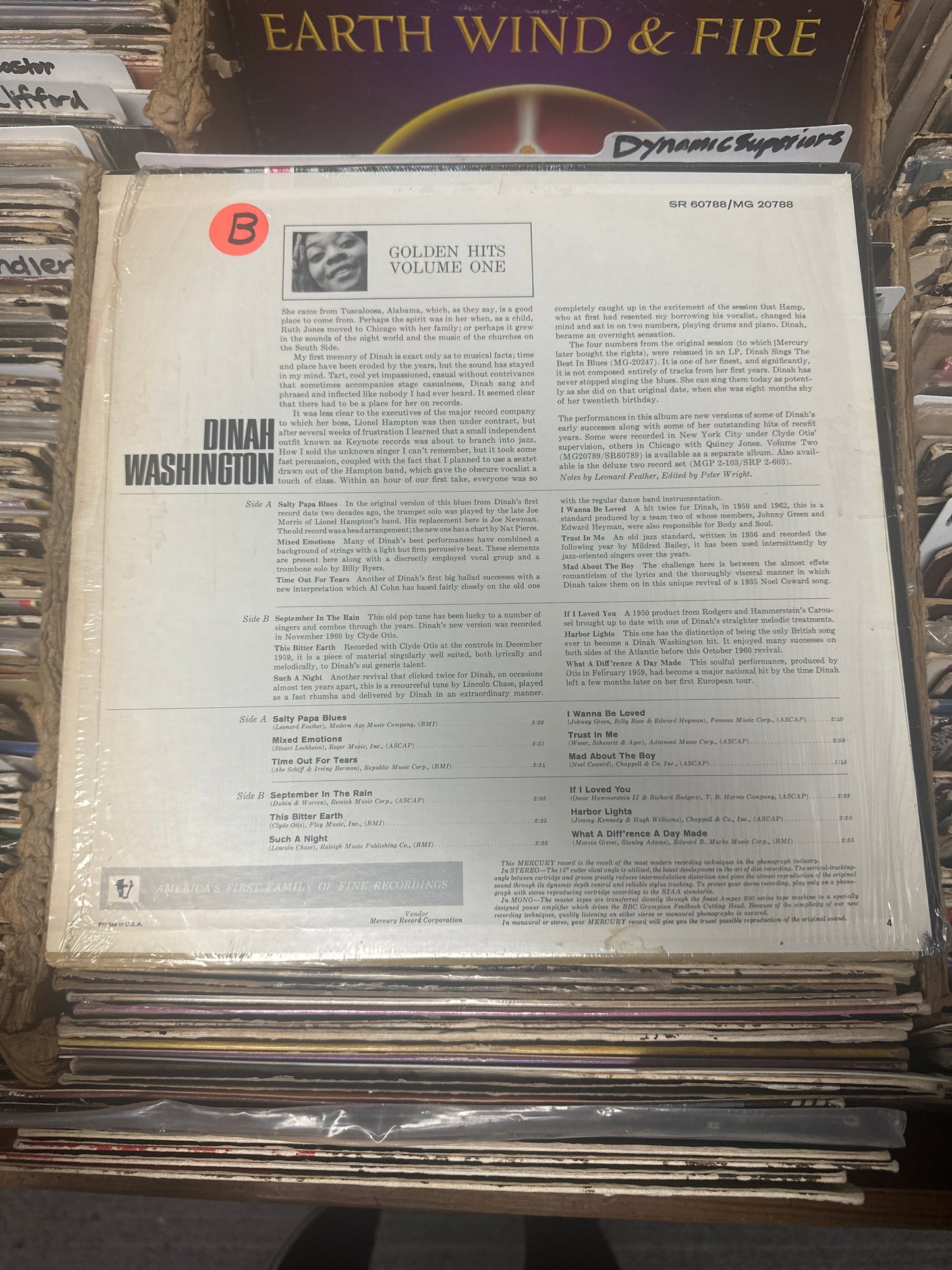 Dinah Washington ‎– Golden Hits Volume One: This Is My Story - Volume 1 Vinyl LP SR-60788 VG+/VG+