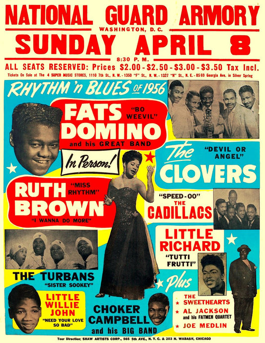 Fats Domino Rhythm n Blues 1956 Vintage Concert Poster