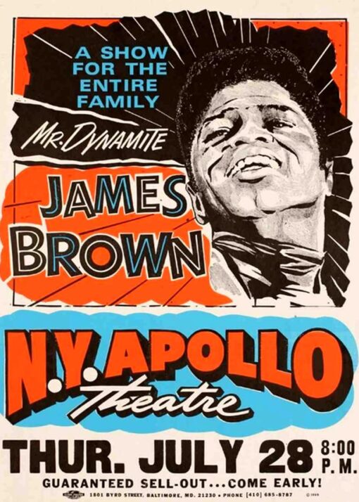 James Brown  NY Apollo Vintage Concert Poster