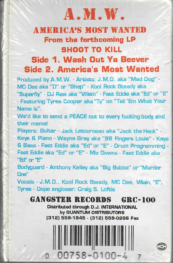 America's Most Wanted ‎– Wash Out Ya Beever / America's Most Wanted Cassette Single