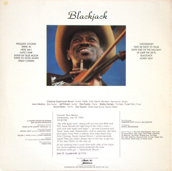 Clarence Gatemouth Brown ‎– Blackjack Vinyl Lp