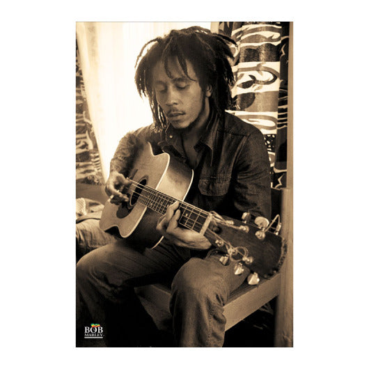 Bob Marley Guitar Sepia Poster