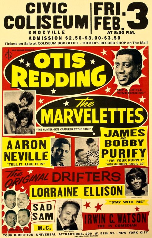 Otis Redding Civic Coliseum Vintage Concert Poster