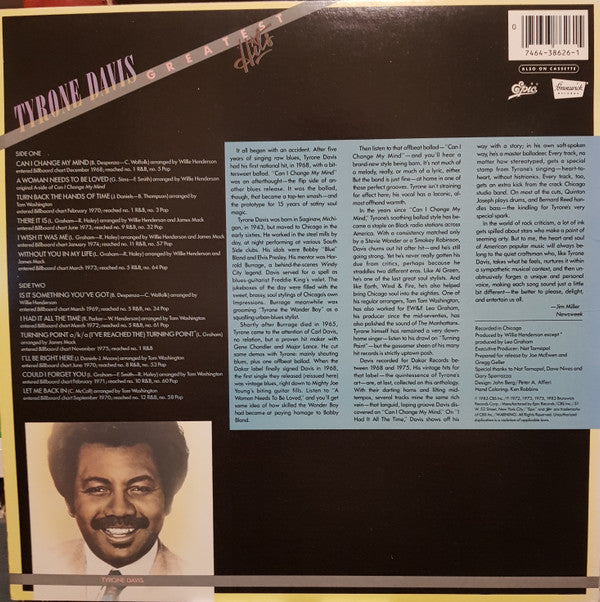 Tyrone Davis ‎– Greatest Hits Vinyl Lp